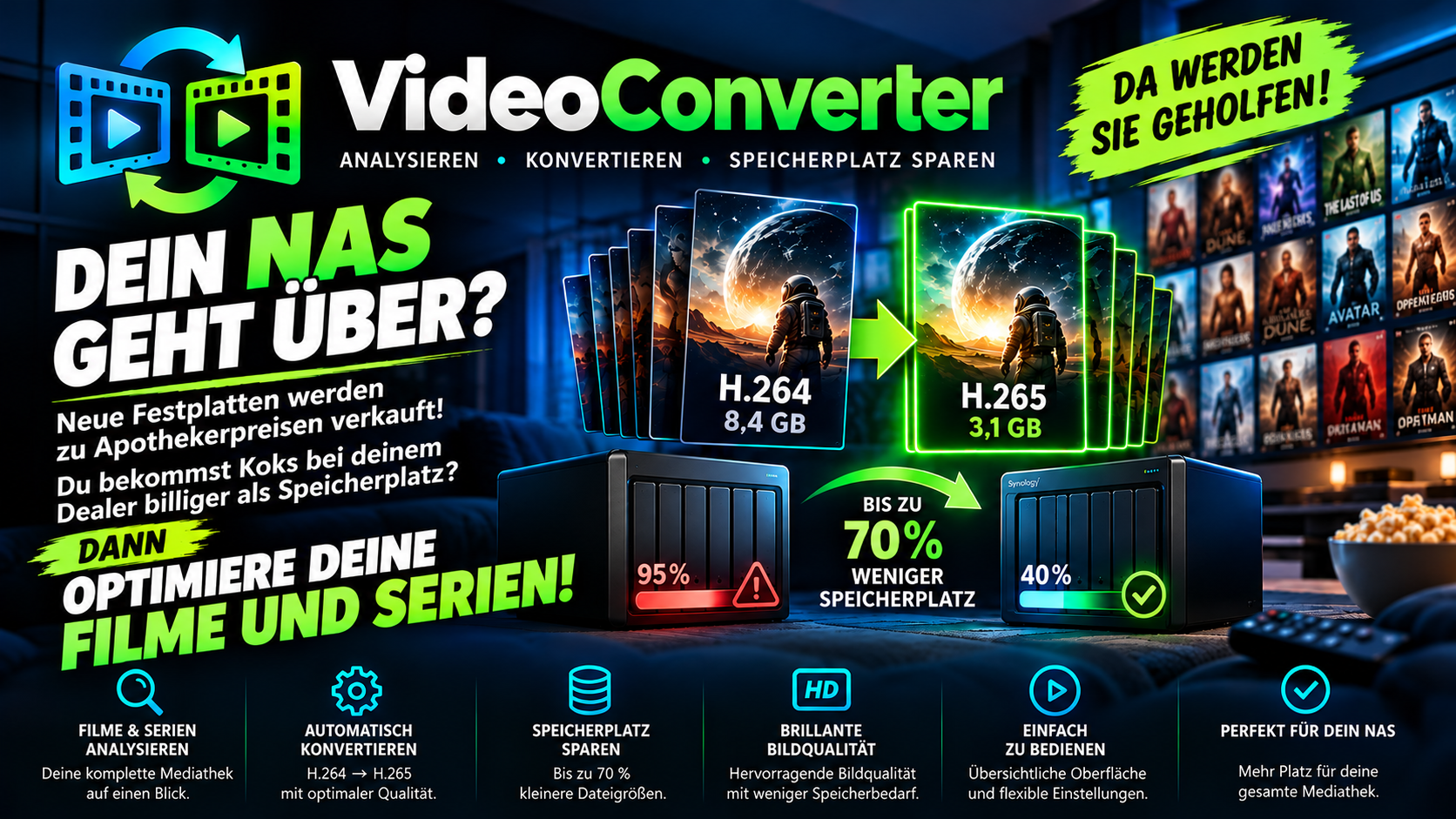 VideoConverter – Analysieren, Konvertieren, Speicherplatz sparen